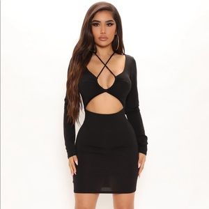 NWT Fashion Nova Night Plans Black Mini Dress Large